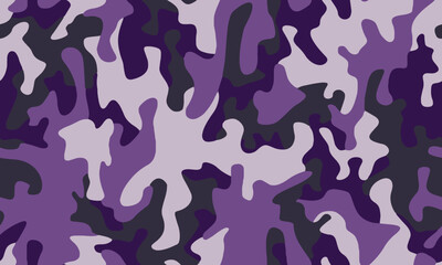 Full seamless purple camouflage print texture pattern vector for decor and textile. Army camo masking design for skin fashion fabric and wallpaper. 