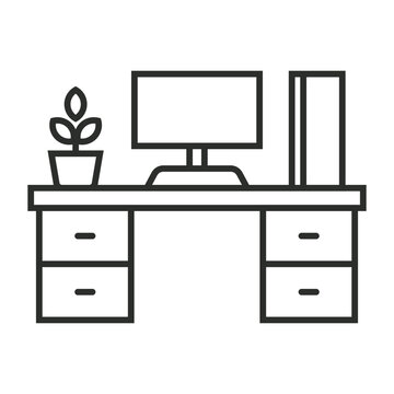 recommend clip art: Workspace icon, Furniture symbol outline icon, editable vector illustration and transparent graphic element. Isolated on white background