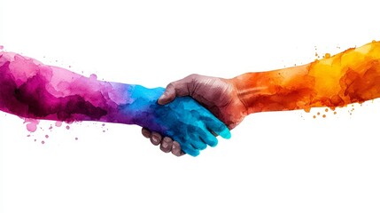Fototapeta premium Leader offering support, helping hand gesture, mutual trust depicted, Watercolor style