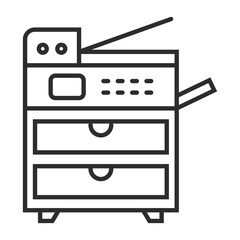 Printer icon, co-working symbol outline icon, editable vector illustration and transparent graphic element. Isolated on white background