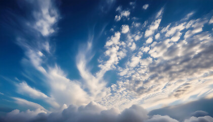 Obraz premium Blue clear sky with big clouds Background 