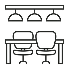 Desk icon, co-working symbol outline icon, editable vector illustration and transparent graphic element. Isolated on white background