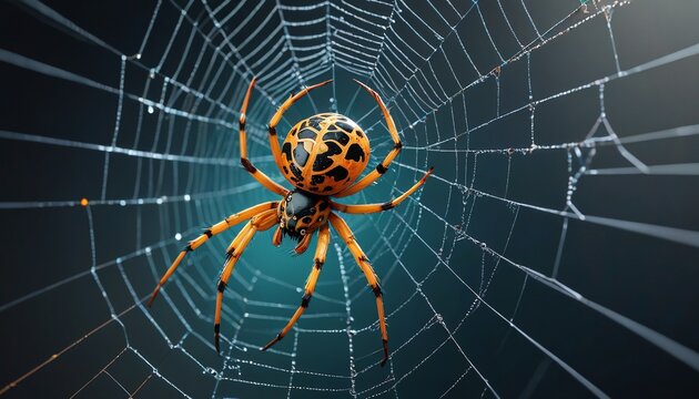 A close-up of a spider spinning its web, with each thread captured in slow motion to emphasize the intricate and delicate process, Generative AI.