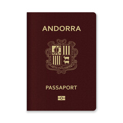 Andorra Passport Cover with Gold Emblem and Text