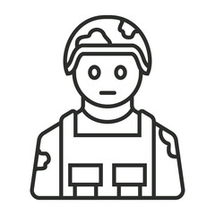 Soldier icon, Military symbol outline icon, editable vector illustration and transparent graphic element. Isolated on white background