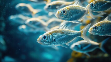 Obraz premium School of Fish in Blue Water