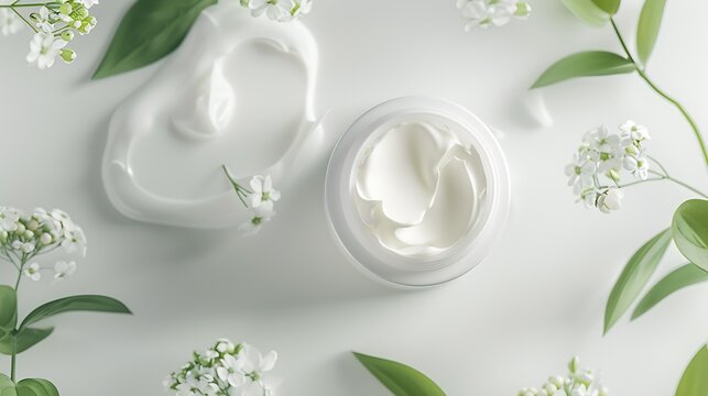 white premium skincare packshot face cream tub : Generative AI