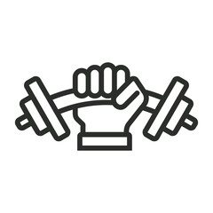 Dumbbell icon, Motivation symbol outline icon, editable vector illustration and transparent graphic element. Isolated on white background