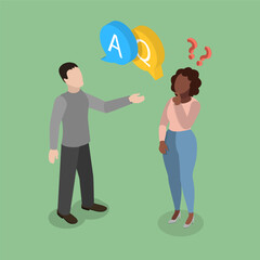 3D Isometric Flat Vector Illustration of Q And A , Question and Answer