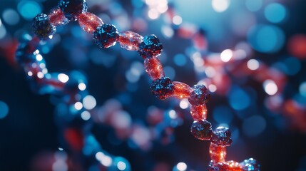 Amino acids forming a triple helix within a collagen molecule, shown in a 3D model for scientific and beauty applications.
