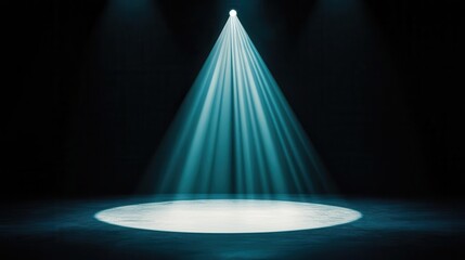 Soft spotlight illuminating a single point on stage, dark surroundings, intimate and focused mood