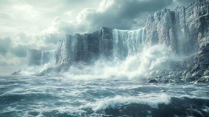 Dramatic Coastal Heights Rugged Cliffs and Crashing Waves in a Stunning Ocean Scene