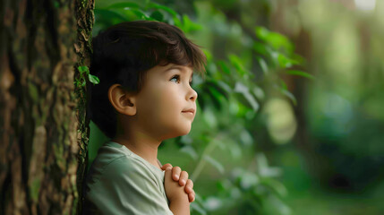 Little Boy Hugging Tree The Heart Lush