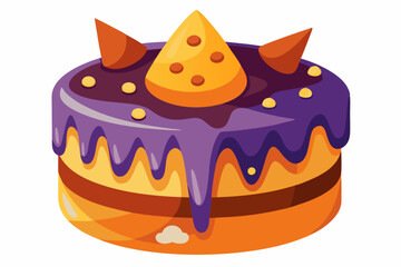 Halloween cake, watercolor clipart illustration with isolated background.

