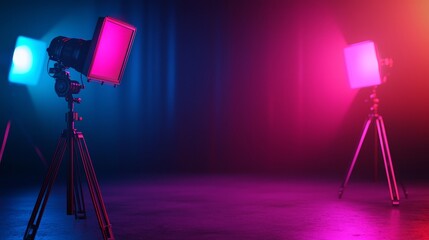 LED studio lights, customizable color temperature, 3D illustration