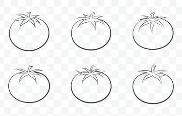 Print Tomato Plant and Fruit Line Art Vector Set for Botanical Illustrations and Design Elements