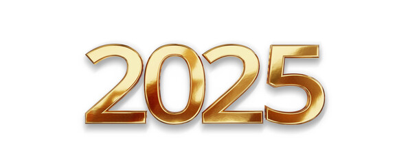new year 2025 symbol golden metallic 3d-illustration 