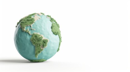 Fototapeta premium A conceptual image of a green globe isolated on a white background, representing concepts of ecology, conservation, and global unity. The image offers plenty of copy space for customization.