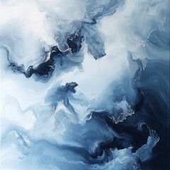 Abstract Blue Swirling Canvas Art