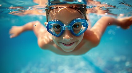 Naklejka premium hildren swimming in the pool : Generative AI