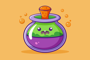 Halloween Potion, watercolor clipart illustration with isolated background.
