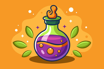 Halloween Potion, watercolor clipart illustration with isolated background.
