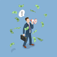 3D Isometric Flat Vector Illustration of Referral Marketing, Profit Increase