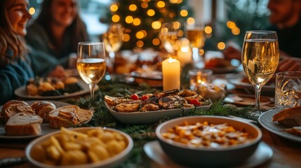 Family Enjoying Festive Dinner With Laughter