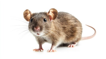 Rat on white background. brown mouse