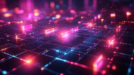 Obraz premium Abstract Neon Grid Background