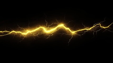 Yellow lightning bolt on black background. Light effect