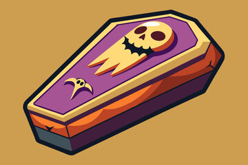 Halloween coffin, watercolor clipart illustration with isolated background.
