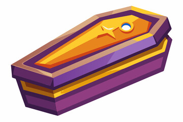 Halloween coffin, watercolor clipart illustration with isolated background.
