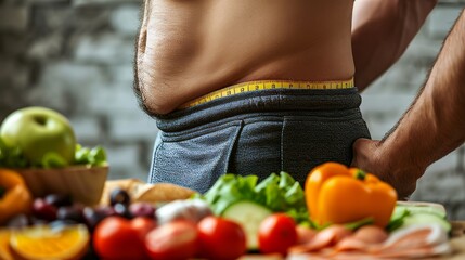 Realistic illustration of belly fat reduction through diet, exercise, and lifestyle changes