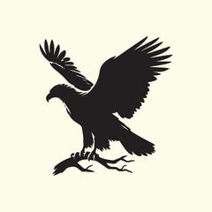 Editable Black Eagle Silhouette Design in Vector Format on a Transparent Background