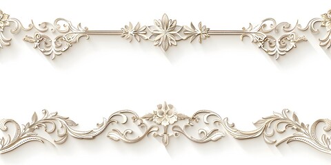 Fototapeta premium Delicate Lace like Line Frames with Intricate Patterns for Feminine Designs on Clean White Background