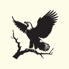 Editable Black Eagle Silhouette Design in Vector Format on a Transparent Background