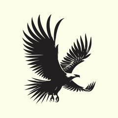 Editable Black Eagle Silhouette Design in Vector Format on a Transparent Background