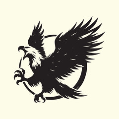 Editable Black Eagle Silhouette Design in Vector Format on a Transparent Background