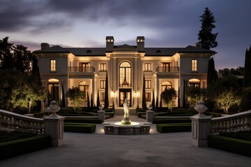 Fototapeta premium Grandiose estate showcasing a combination of classic and modern architecture,