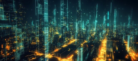 Obraz premium A futuristic city powered by cutting-edge AI systems. 