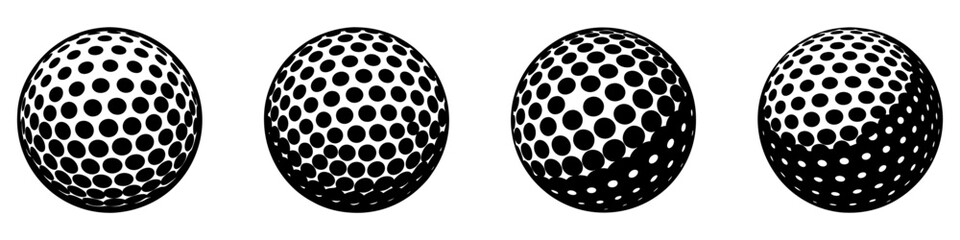 Golf ball icons set. Black and white golf ball icon isolated on white background. Vector illustration