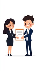 Obraz premium A grant approval certificate being awarded to a business owner in a formal setting