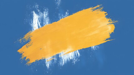 Yellow Paint Stroke on Blue Background, Abstract Image, Texture, Pattern, Wallpaper, Cover and Screen for Smartphone, PC, Laptop, 9:16 and 16:9 Format
