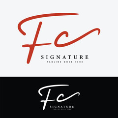 F, C, FC Initial letter logo. Alphabet FC Handwritten Signature logo
