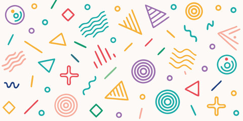 Colorful line doodle seamless pattern set. Creative minimalist style art background 