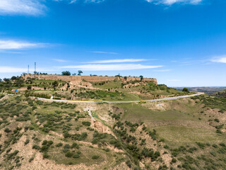view of military castle in loess plateau in shanxi