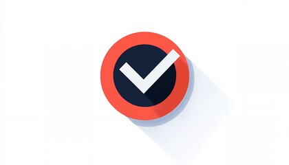 A circular icon featuring a check mark, symbolizing approval or confirmation.
