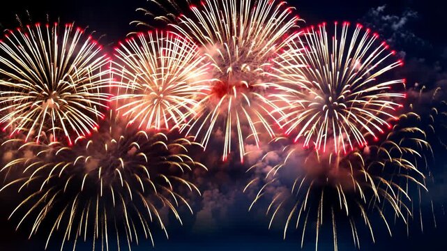 Spectacular fireworks display lighting up the night sky with brilliant colors, celebrating an event or holiday.

