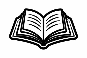 Open book png doodle sticker, black & white illustration, transparent background
